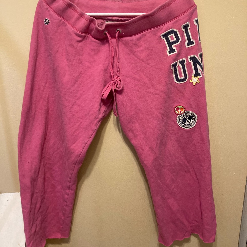 Vintage Vs Pink sweat capris with Drawstring
